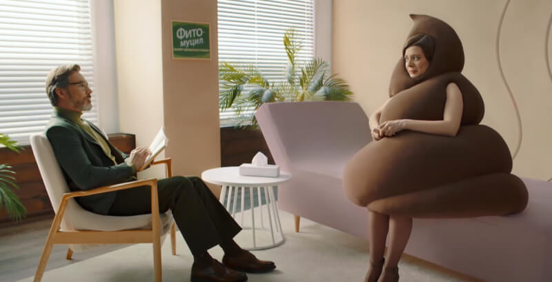 «Со мной выходит лучше»: в рекламе слабительного показали приём у психолога