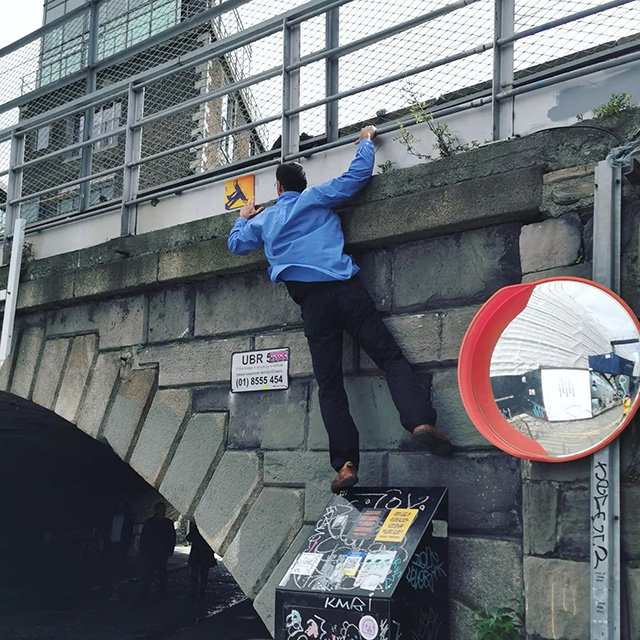 Graffiti Urban Artist Climbs To Place Art Outside Google Dublin