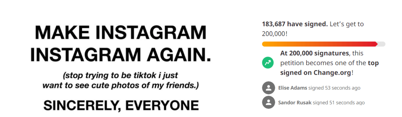 «Сделайте инстаграм инстаграмом»: пользователи и звёзды требуют вернуть «старую соцсеть» и перестать копировать TikTok