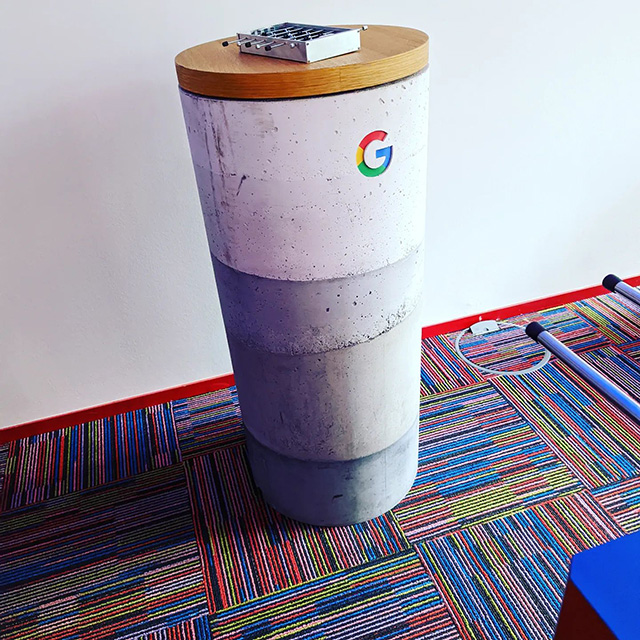 G Logo In Cement Pillar At Google Germany