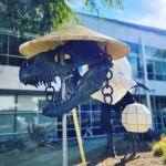 Stan, The Google Dinosaur In Conical Hat & Asian Attire