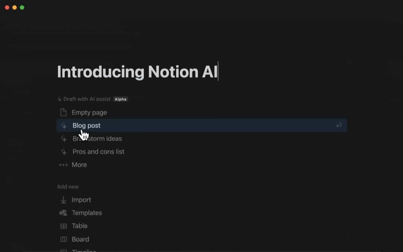 Notion представил ИИ-помощника, который может генерировать посты на заданную тему с помощью нейросети