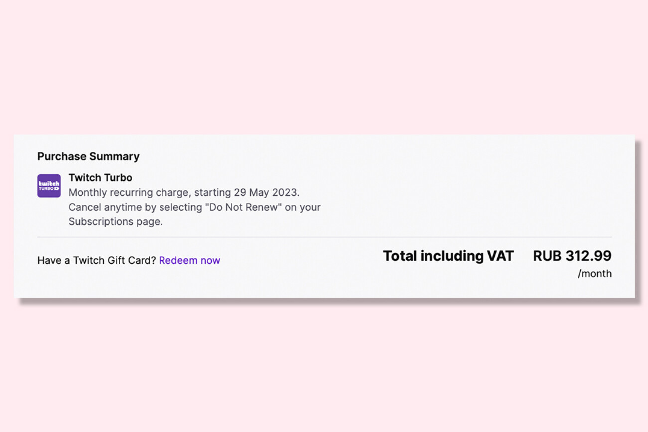 Twitch увеличит цену на подписку Turbo — в России со 130 до 313 рублей