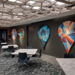Google Chicago Map Pin Room With Honeycomb Ceiling