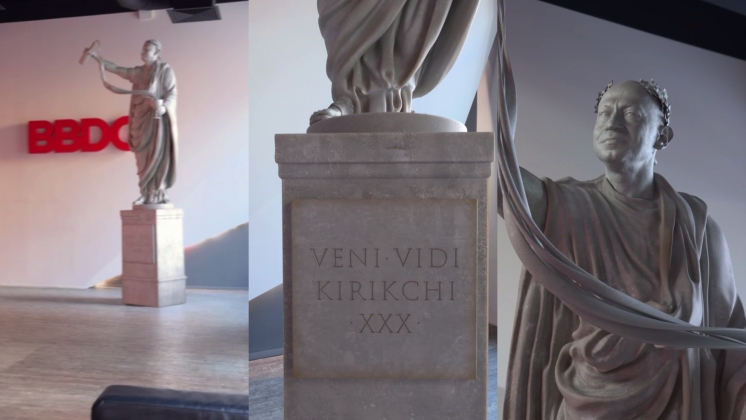 «Пришёл — увидел Кирикчи»: BBDO воздвигло статую гендиректора в образе Юлия Цезаря